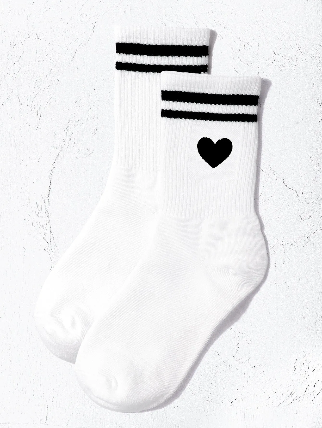 Heart & Striped Pattern Crew Socks Silly Socks for Women Funky Socks Funny Socks