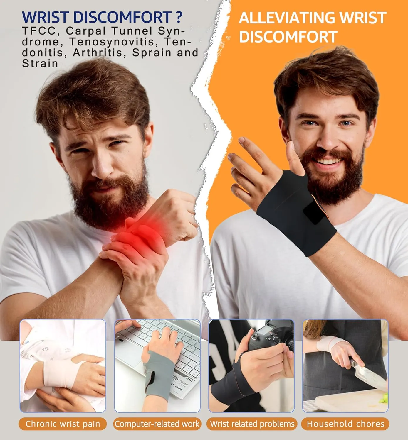 HiRui Ultra-Thin Elastic Wrist Brace Wrist Wraps, Compression Wrist Straps Support for Carpal Tunnel Arthritis Tendonitis Sprains Pain Relief Workout, Soft & Comfortable (Black (Pack of 1))