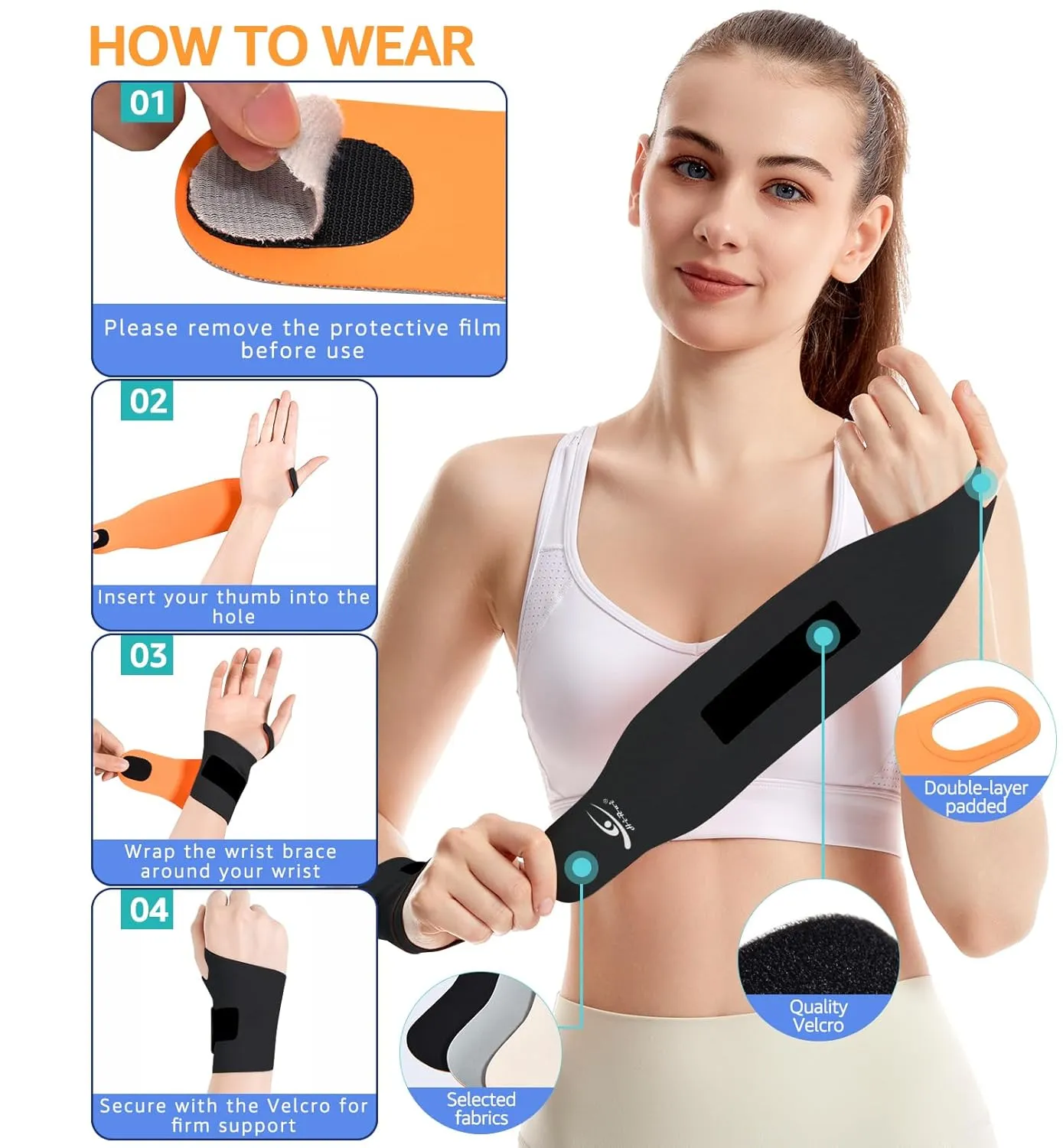 HiRui Ultra-Thin Elastic Wrist Brace Wrist Wraps, Compression Wrist Straps Support for Carpal Tunnel Arthritis Tendonitis Sprains Pain Relief Workout, Soft & Comfortable (Black (Pack of 1))
