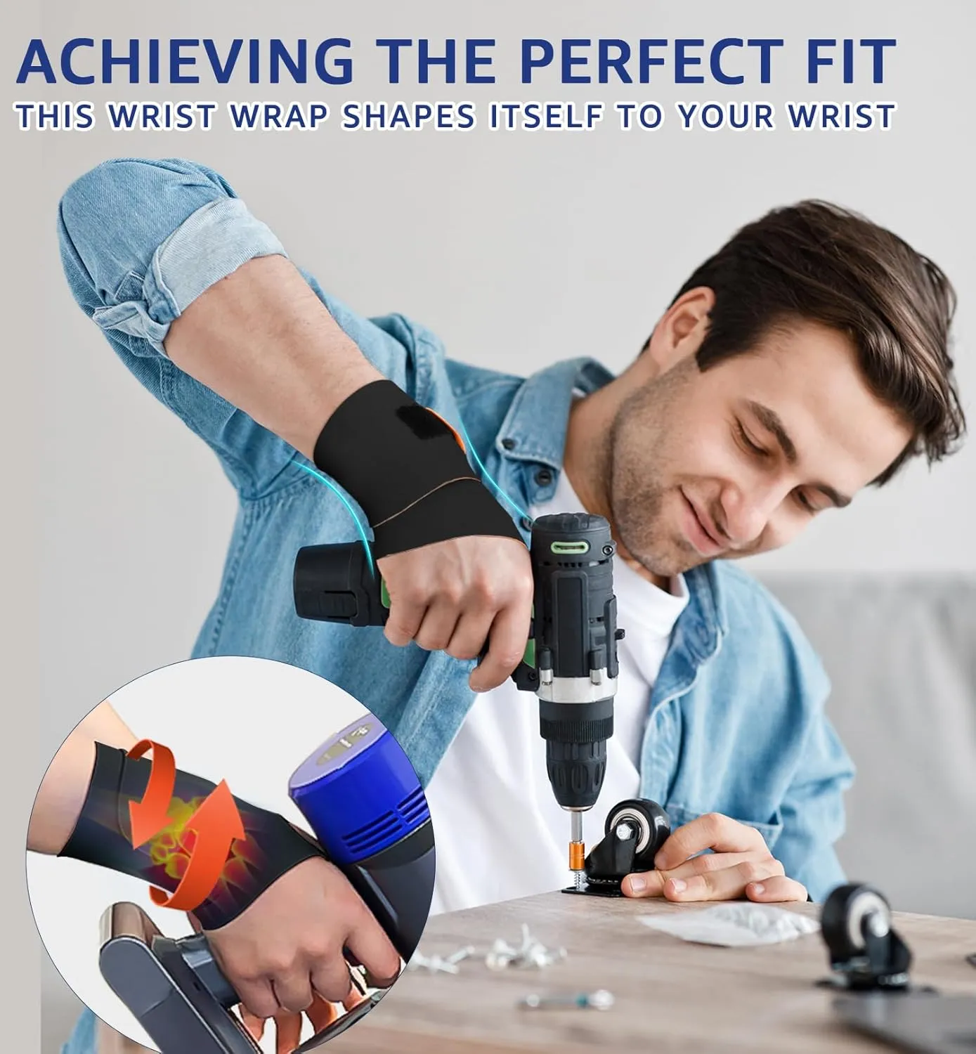 HiRui Ultra-Thin Elastic Wrist Brace Wrist Wraps, Compression Wrist Straps Support for Carpal Tunnel Arthritis Tendonitis Sprains Pain Relief Workout, Soft & Comfortable (Black (Pack of 1))