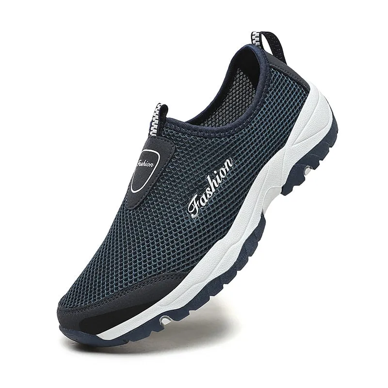Hnzxzm Summer Mesh Shoes Men Sneakers Plus Size Lightweight Breathable Walking Footwear New Slip-On Comfortable Casual Men's Shoes