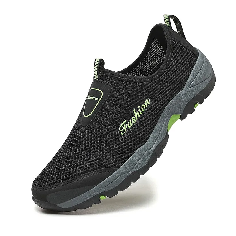 Hnzxzm Summer Mesh Shoes Men Sneakers Plus Size Lightweight Breathable Walking Footwear New Slip-On Comfortable Casual Men's Shoes