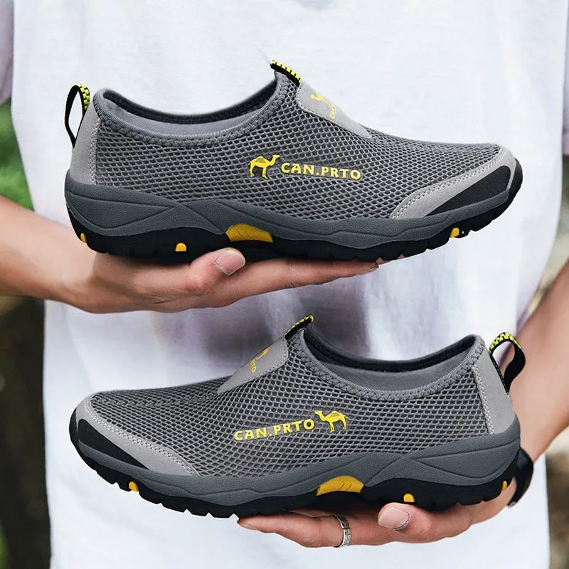 Hnzxzm Summer Mesh Shoes Men Sneakers Plus Size Lightweight Breathable Walking Footwear New Slip-On Comfortable Casual Men's Shoes