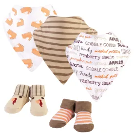 Hudson Baby Cotton Bib and Sock Set, Pumpkin Pie