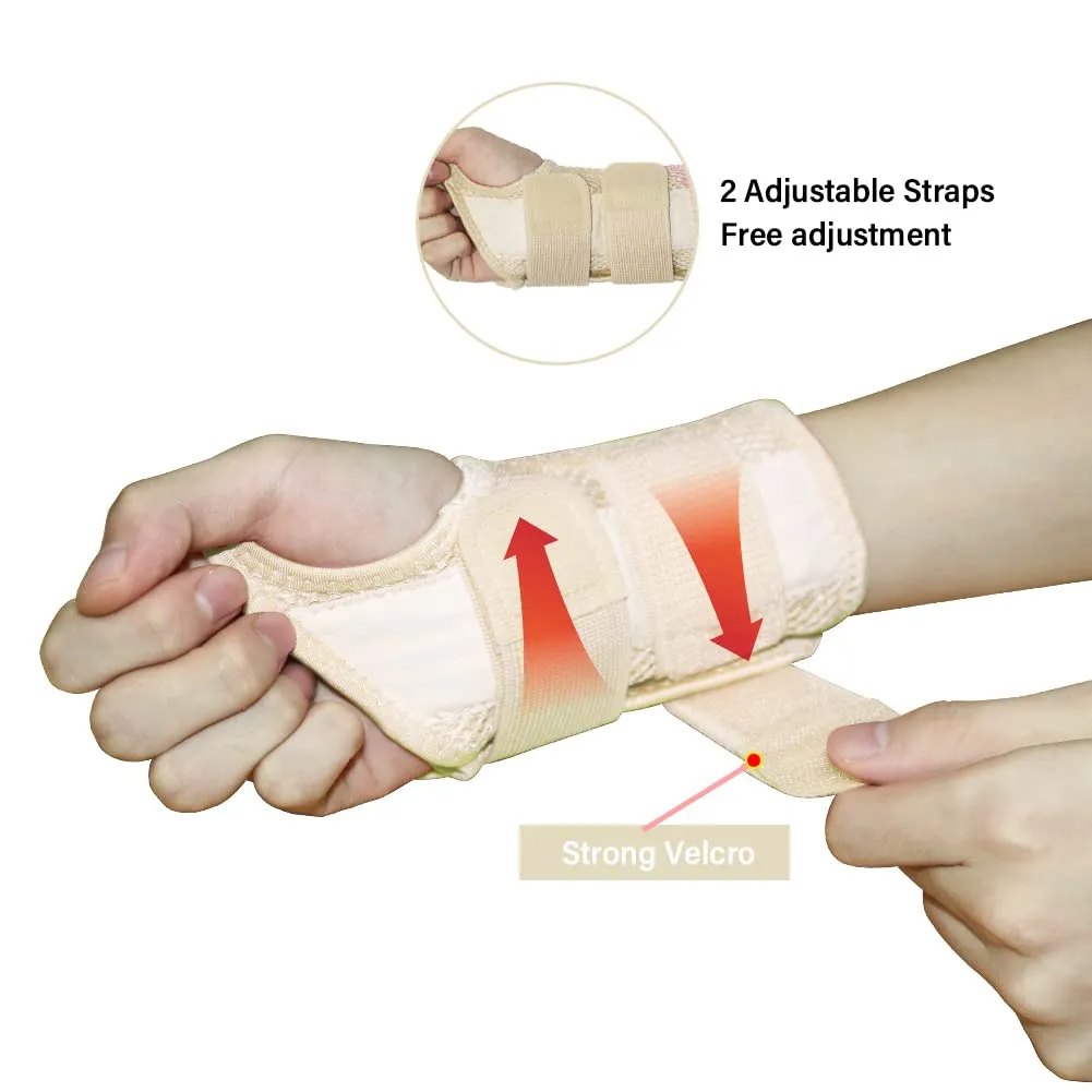 HYCOPROT Adjustable Wrist Supports Brace with 2 Metal Straps for Men and Women-Breathable Carpal Tunnel Wrist Splint for Relieve Tendonitis, Arthritis, Sprains