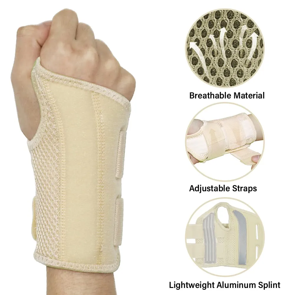HYCOPROT Adjustable Wrist Supports Brace with 2 Metal Straps for Men and Women-Breathable Carpal Tunnel Wrist Splint for Relieve Tendonitis, Arthritis, Sprains