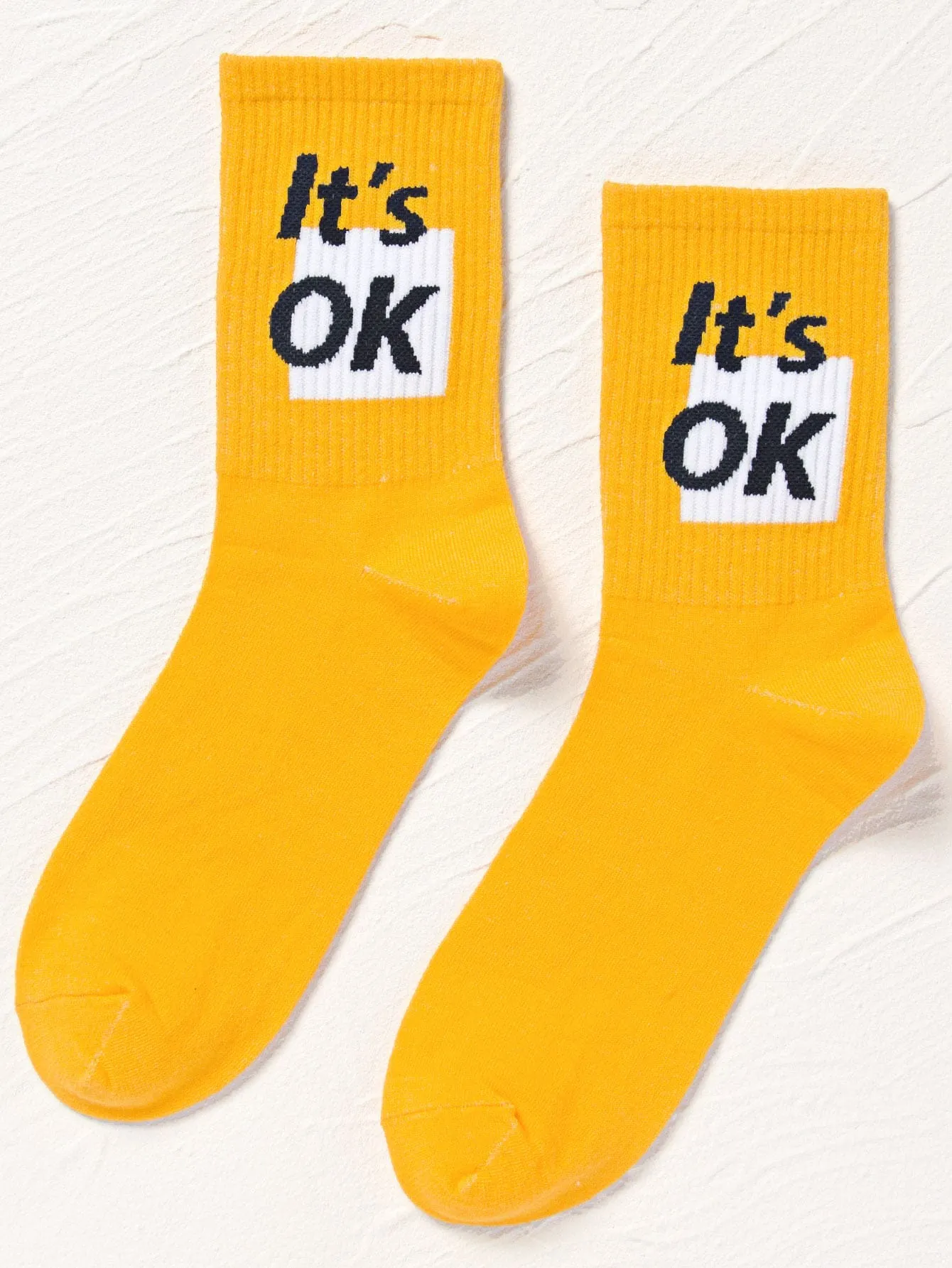 It Is Okay Typography Crew Socks Funny Socks for Women Novelty Socks Funky Socks