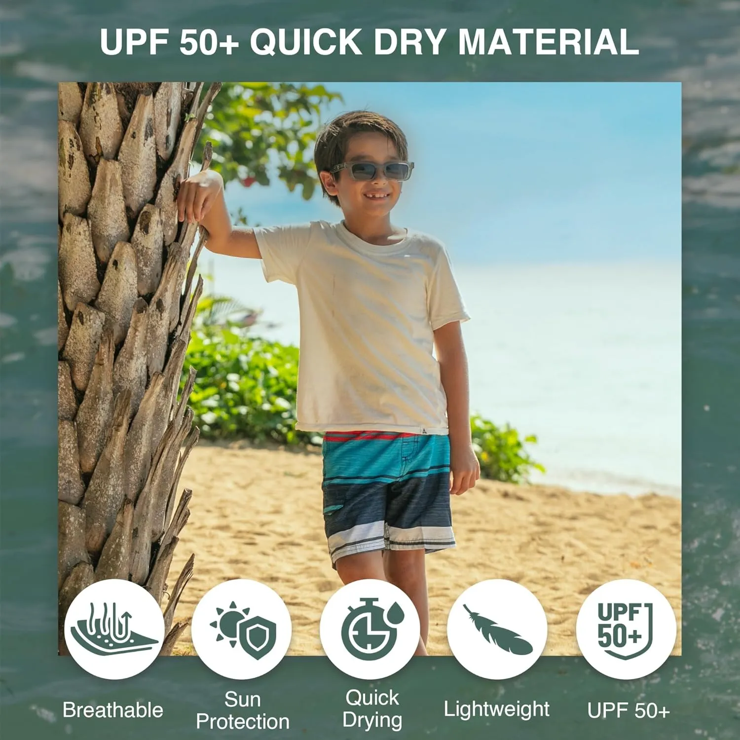 Kanu Surf Line Up Boys Swim Trunks with UPF 50  Sun Protection - Quick Dry Boys Swimsuit