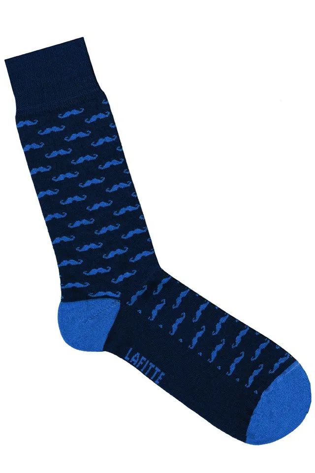Lafitte MOUSTACHE NOVELTY SOCKS NAVY
