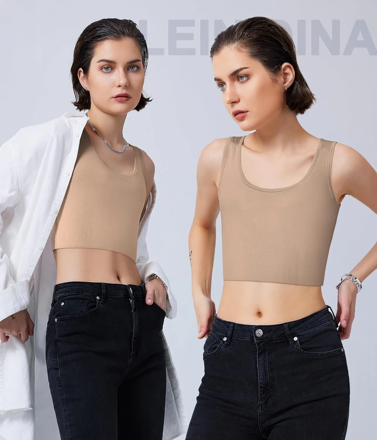 LEINIDINA Chest Binder for Transgender FTM LGBT Tomboy Tops Women Breathable Binder Bra Tank Tops Elastic