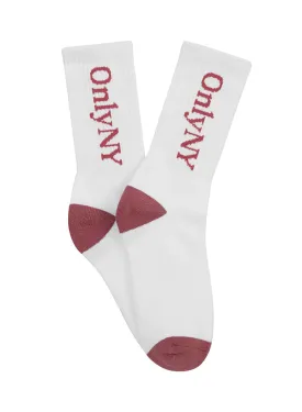 Lodge Logo Socks - White/Dusty Rose