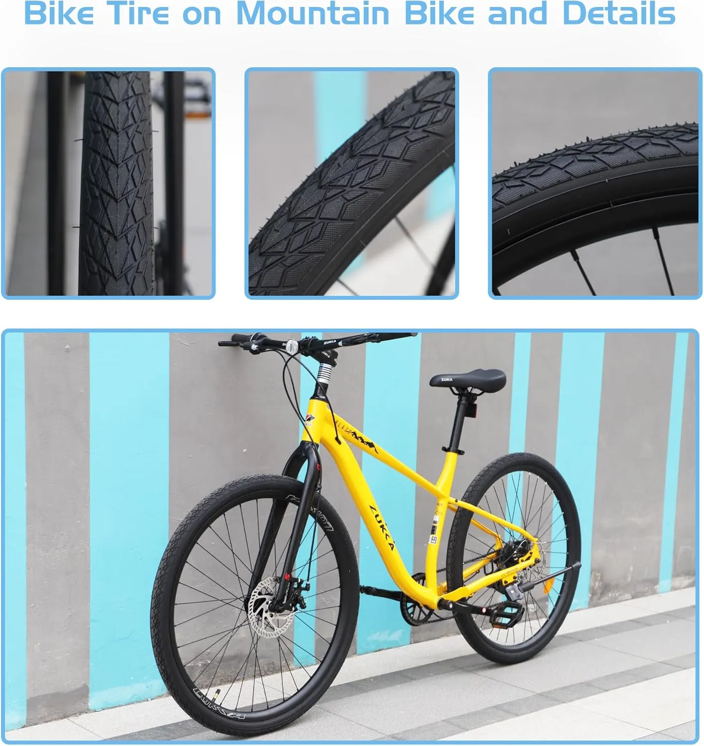 MEGHNA Bike Tire 20/24/26/27.5 inch Foldable Replacement Cruiser Bike Tire Mountain Bike Grooves Anti-Slip Surface with Tire Levers for Kids Bike Folding Bike
