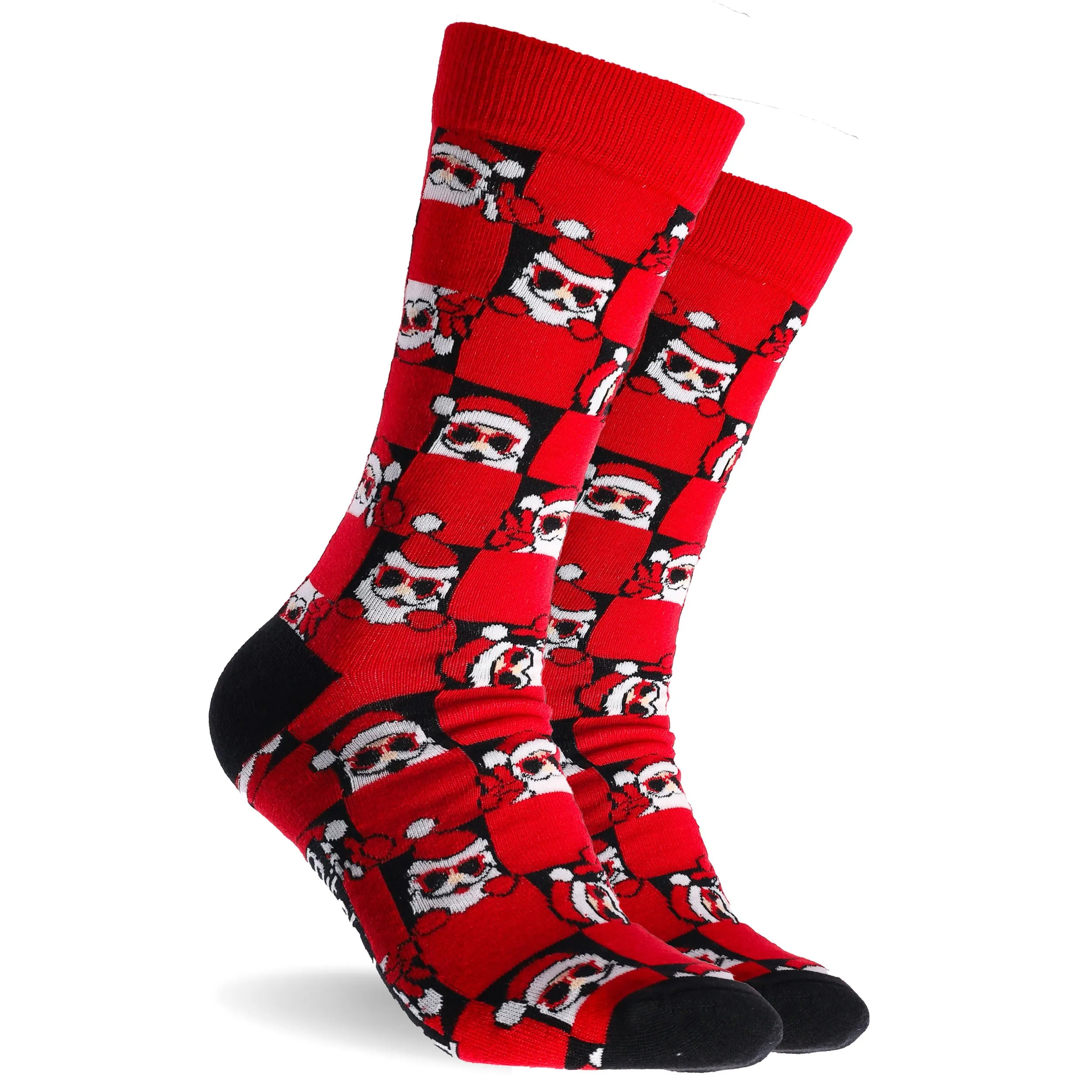 Men's Boxed In Santa Cotton Crew Socks 3 Pack - Green & Red