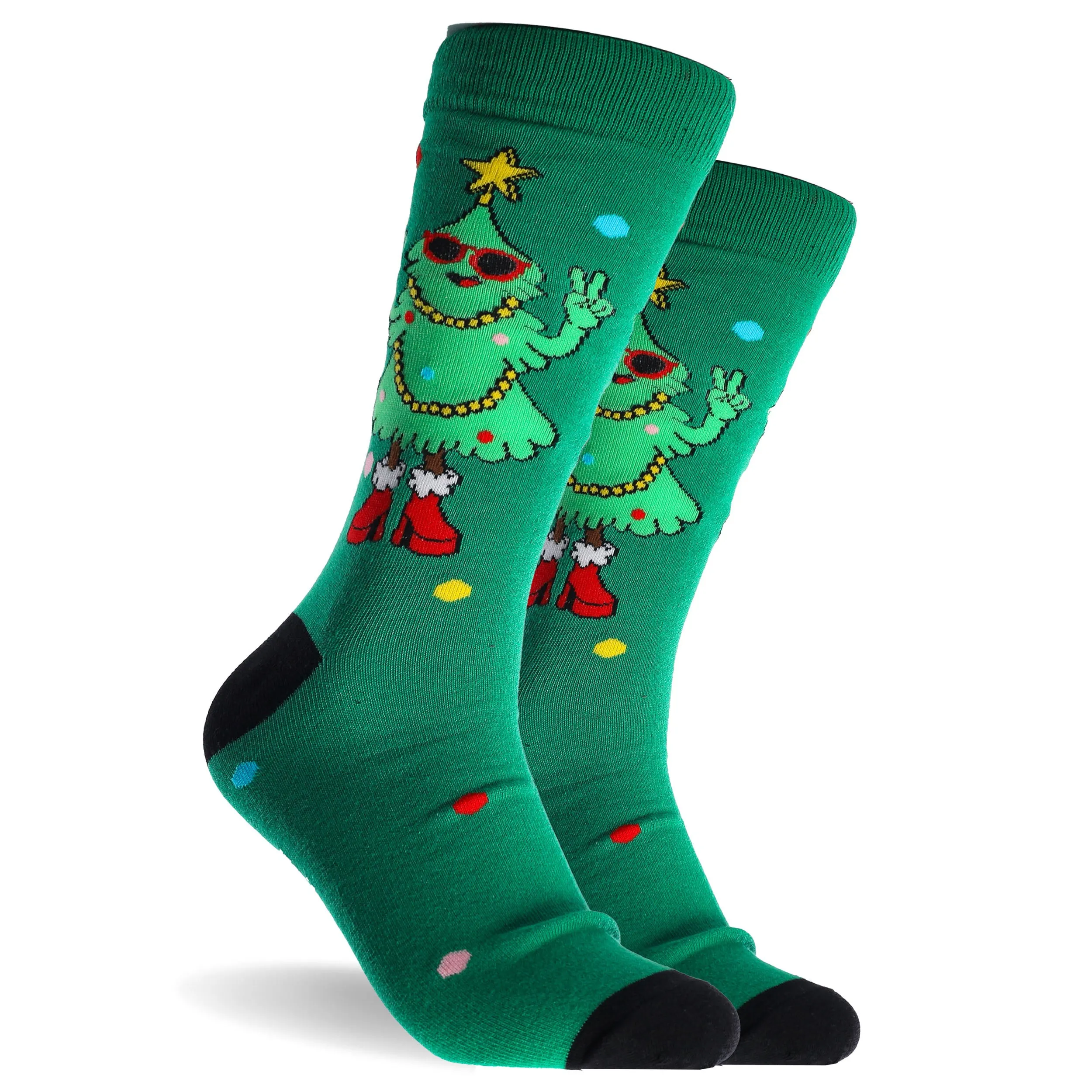 Men's Boxed In Santa Cotton Crew Socks 3 Pack - Green & Red