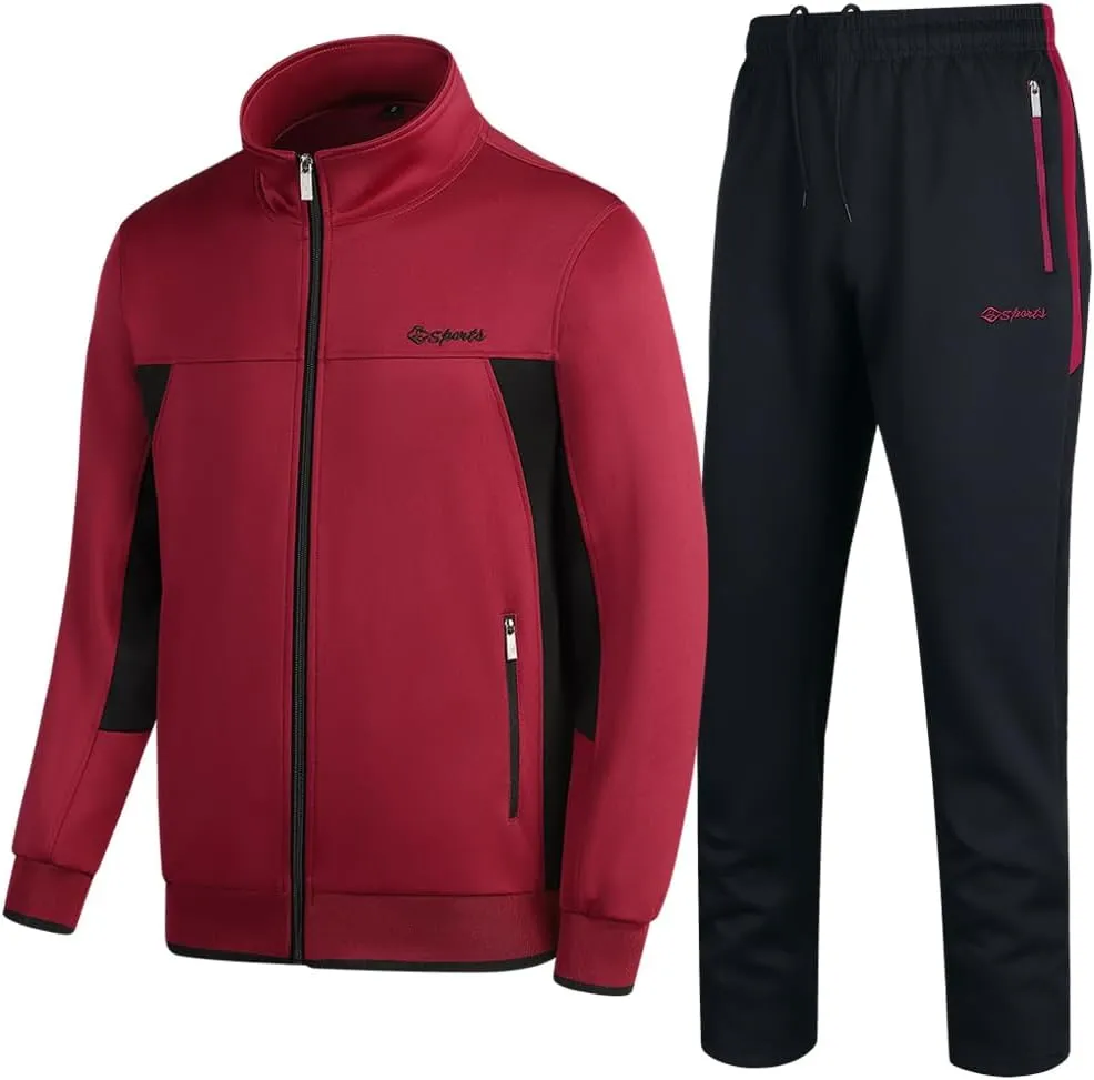 Men's Casual Athletic Tracksuit Long Sleeve Sweatsuit Set Full Zip Running Jacket and Pants 2 Piece Outfits