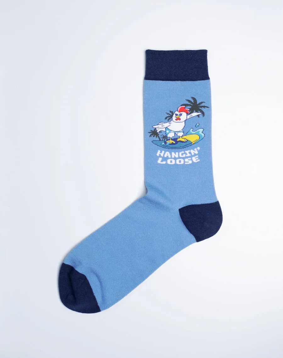 Men's Chicken Hangin Loose Surf Crew Socks