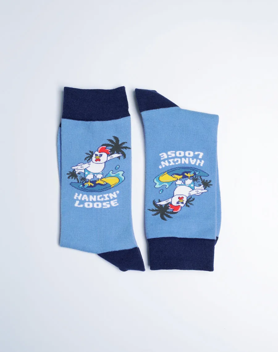 Men's Chicken Hangin Loose Surf Crew Socks