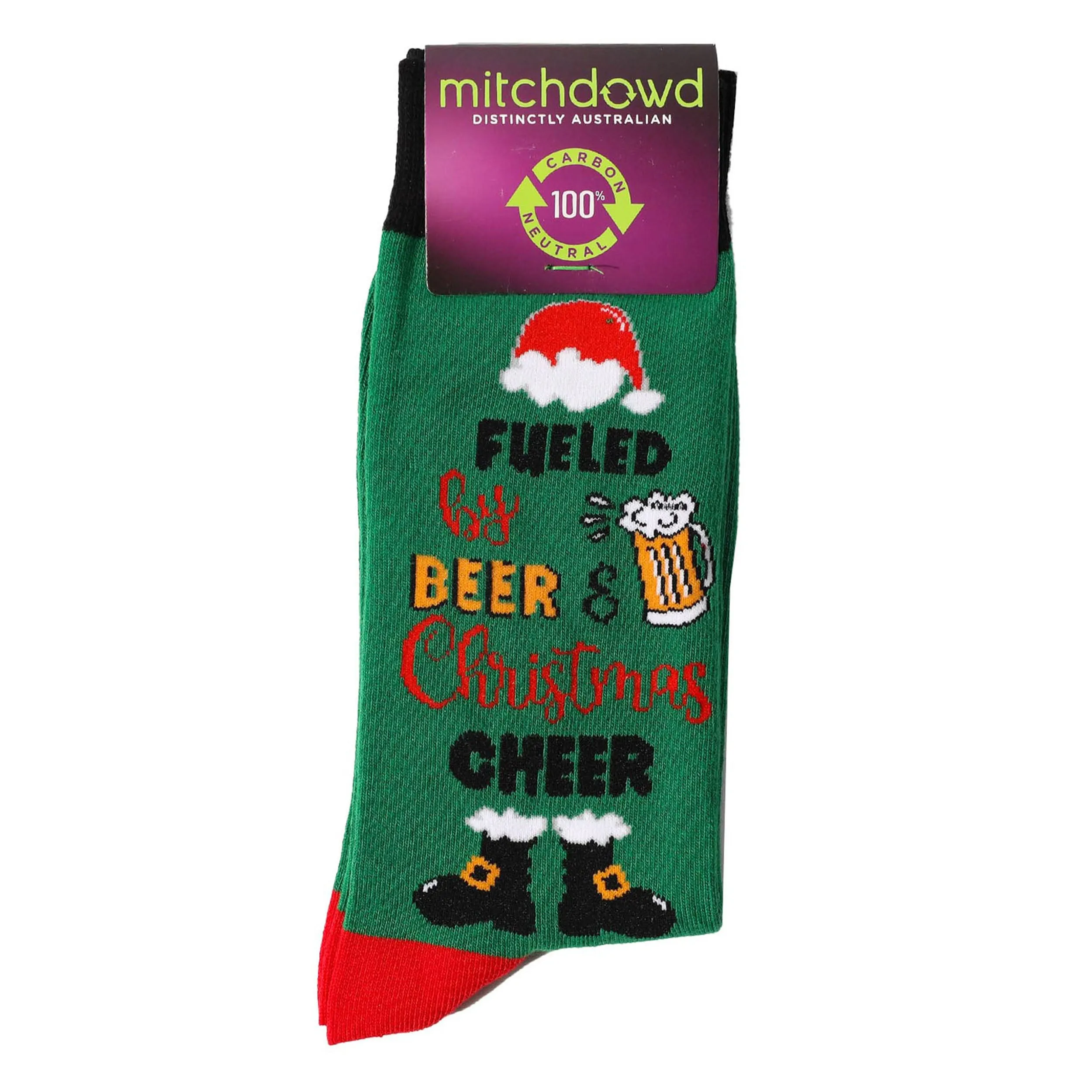 Men's Chrissy Cheer Cotton Crew Socks - Green