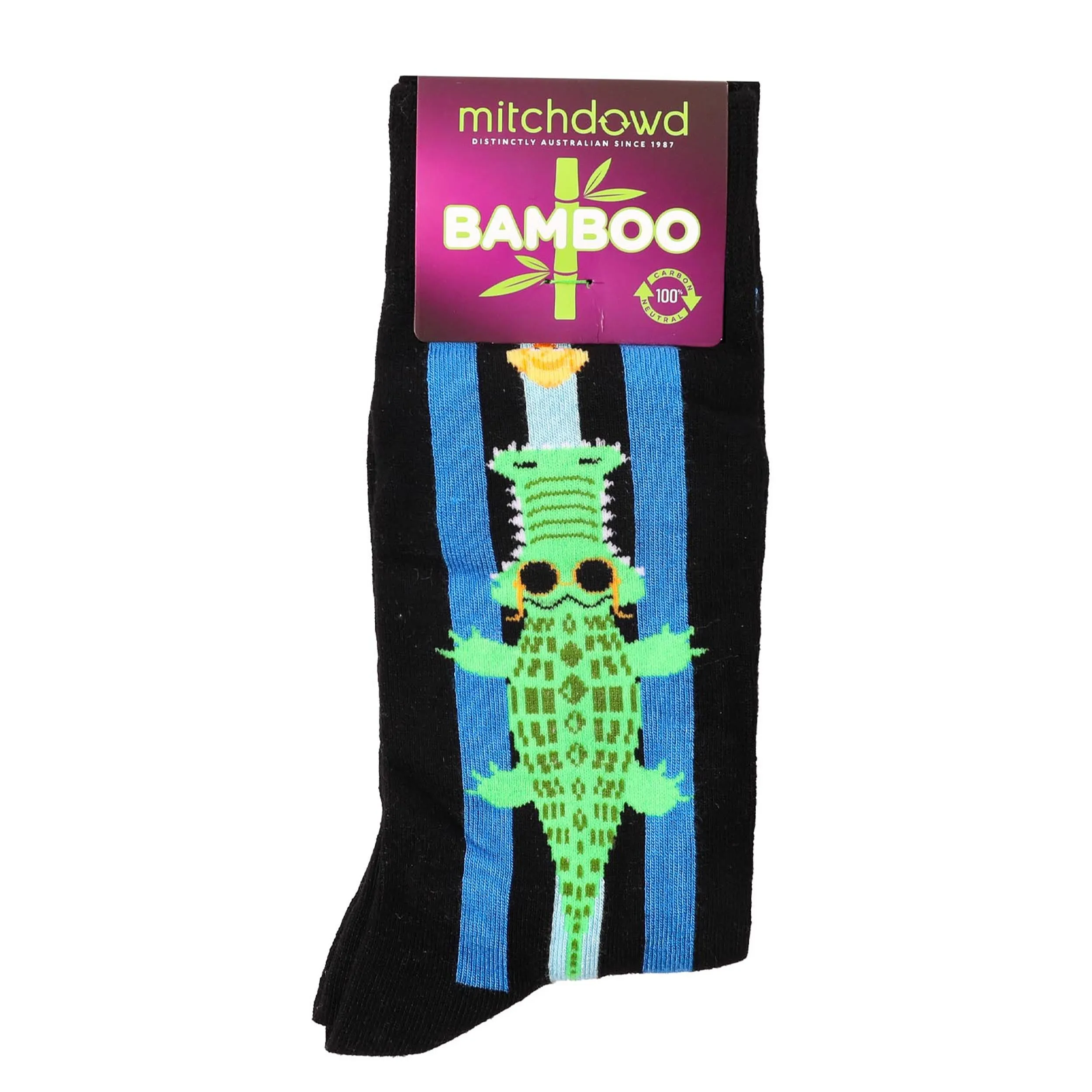 Men's Croc Fun Bamboo Crew Socks - Blue