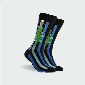 Men's Croc Fun Bamboo Crew Socks - Blue