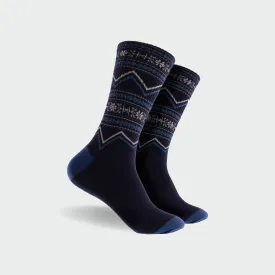 Men's Fairisle Wool Crew Socks  - Navy