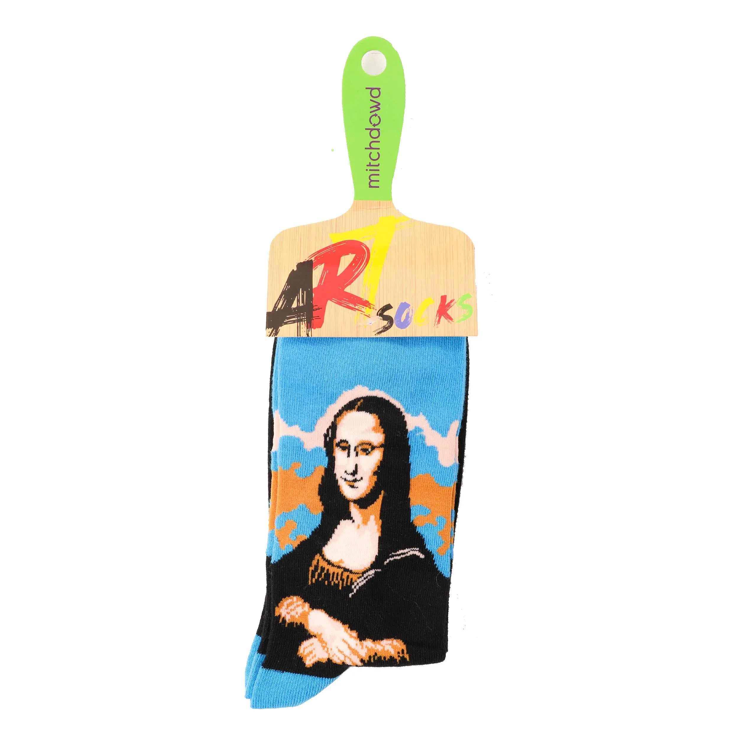 Men's Mona Lisa Art Series Cotton Crew Sock - Blue & Black