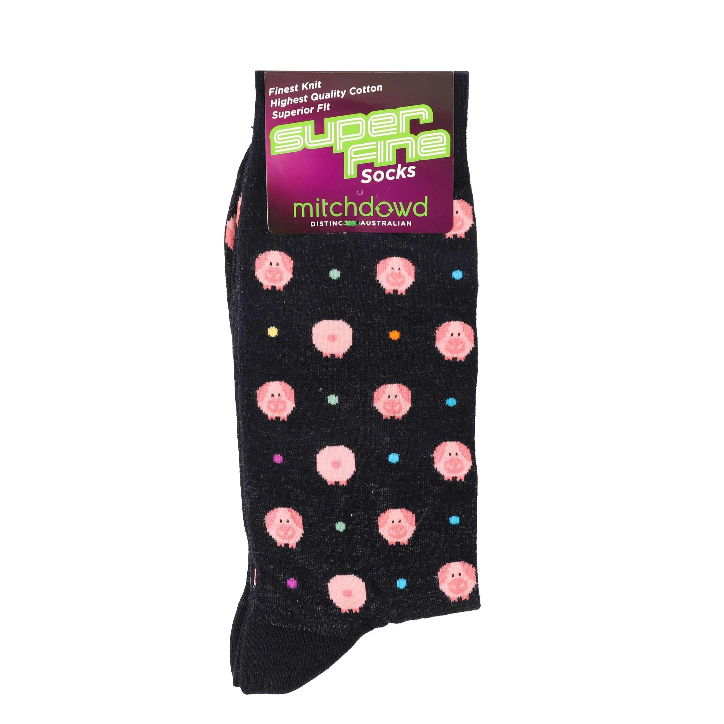 Men's Piggy Super Fine Cotton Crew Socks - Navy