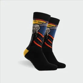 Men's Scream Art Cotton Crew Sock - Black