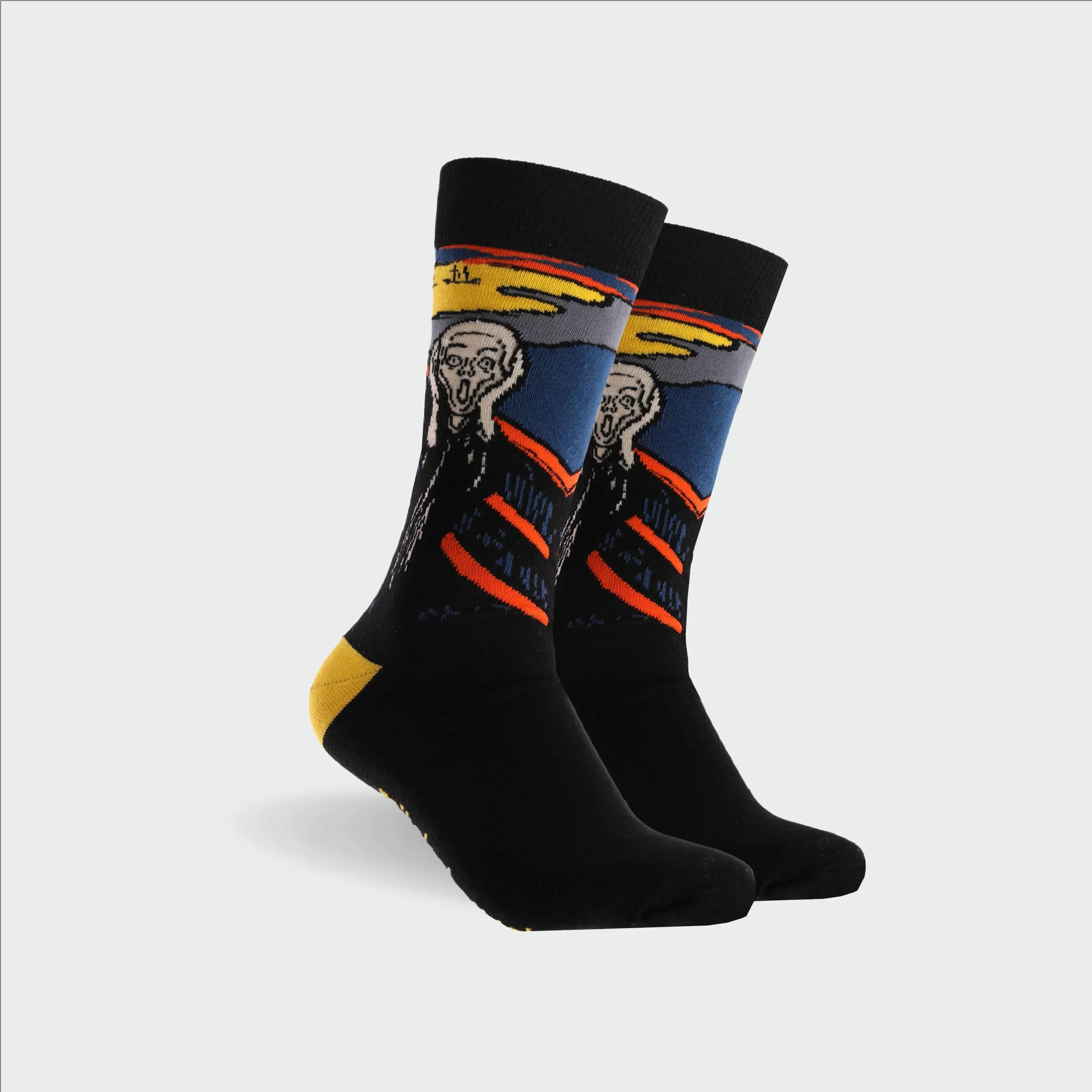 Men's Scream Art Cotton Crew Sock - Black
