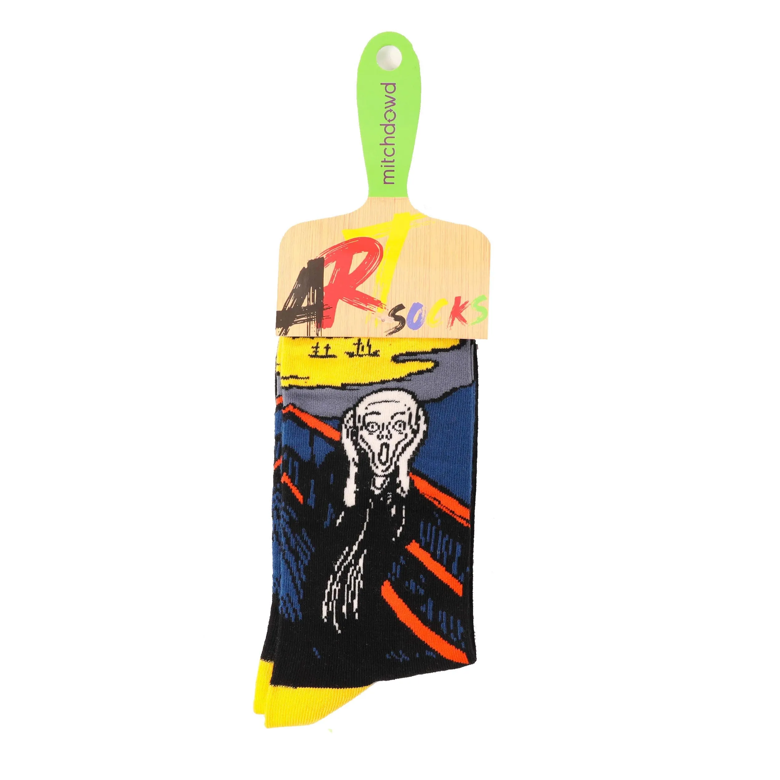 Men's Scream Art Cotton Crew Sock - Black