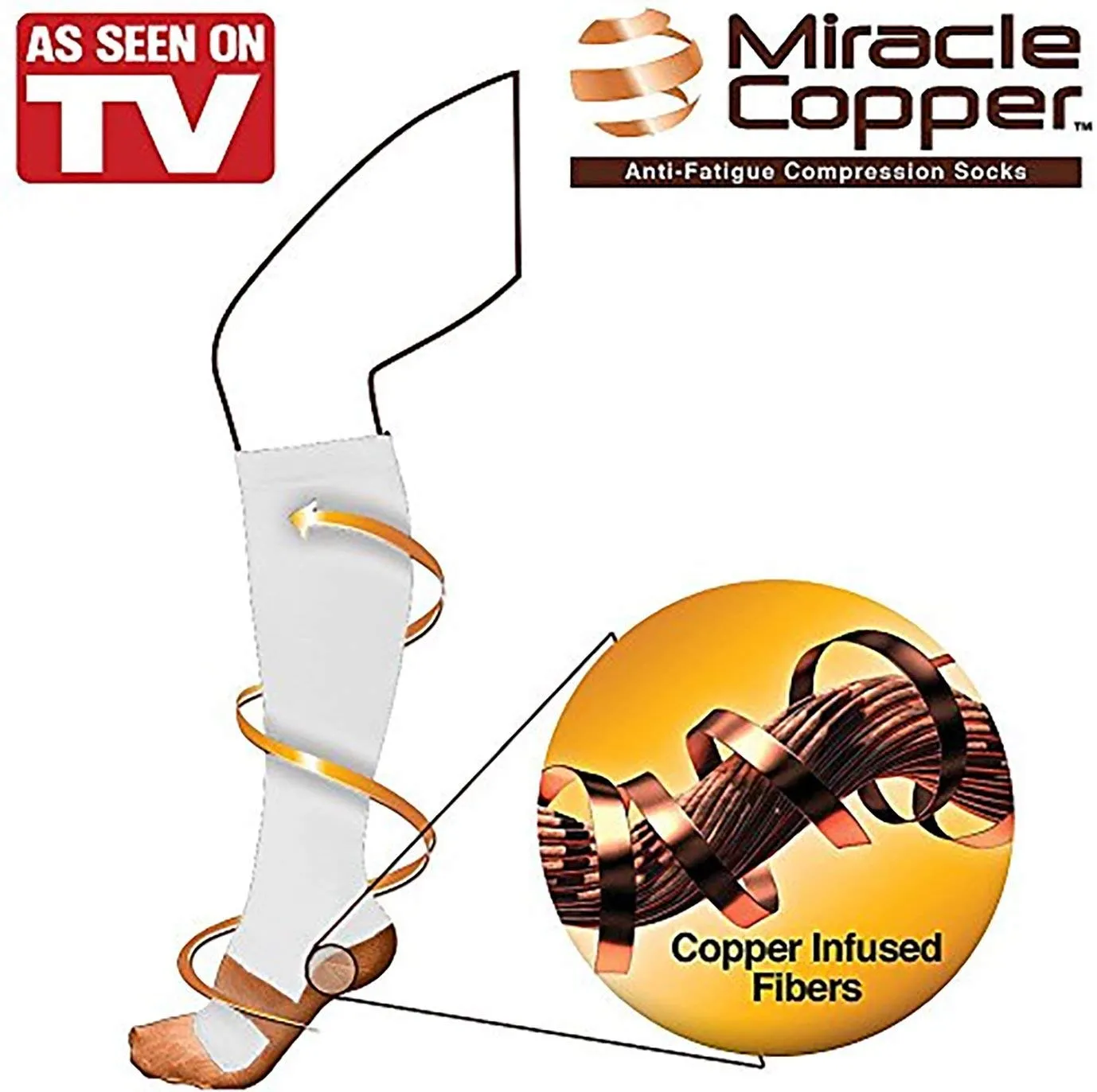Miracle Copper Compression Socks - White, Small/Medium for Ultimate Support