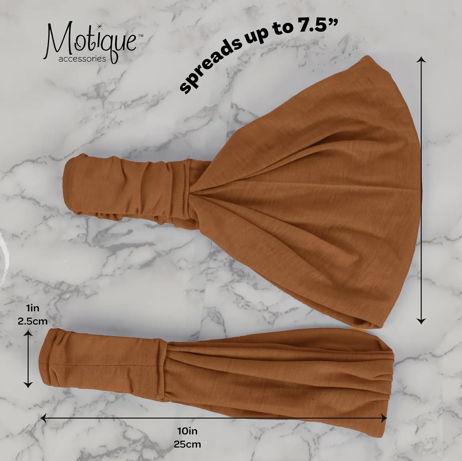 Motique Accessories Camel Wide Cotton Head Band Solid Boho Yoga Style Soft Hairband