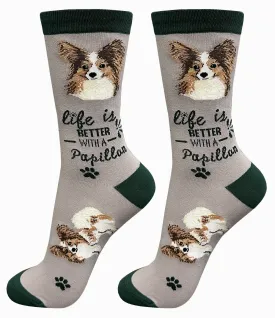 Papillon Dog Crew Socks -Unisex