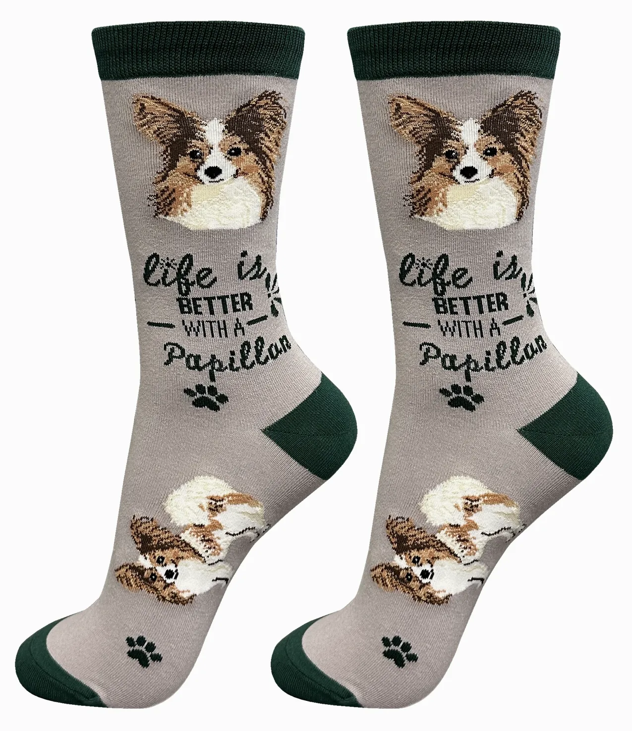 Papillon Dog Crew Socks -Unisex
