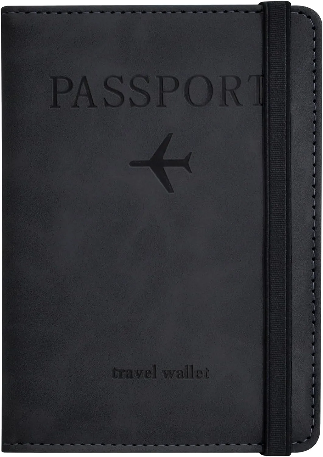 Passport Holder, Passport Cover with Credit Card Slot and Boarding Pass Slot Combo, Passport Wallet Case Book Travel Must Have, RFID Blocking Leather Travel Accessories, Black