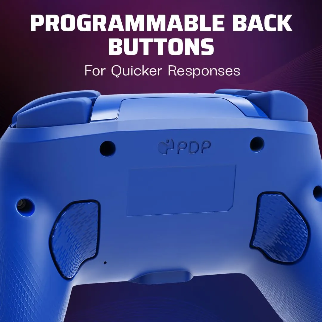 PDP Afterglow Wave Wireless Nintendo Switch Pro Controller with Motion Controls, Fully Licensed for Switch/OLED Model, Customizable LED Lighting, 30 Foot Range, 20 Hr Rechargeable Battery Power: Blue