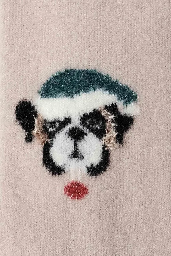 Plush Single Dog Patterned Christmas Themed Sock SCB-281