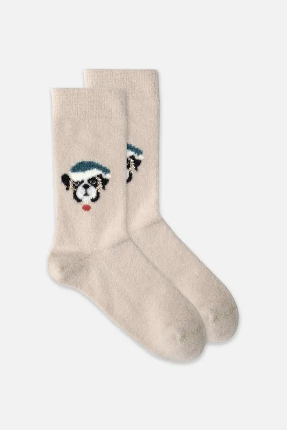 Plush Single Dog Patterned Christmas Themed Sock SCB-281