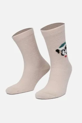 Plush Single Dog Patterned Christmas Themed Sock SCB-281