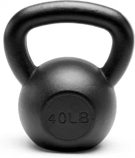Premium Powder Coated Solid Cast Iron Kettlebell Weights 5, 10, 15, 20, 25, 30, 35, 40, 45 lbs