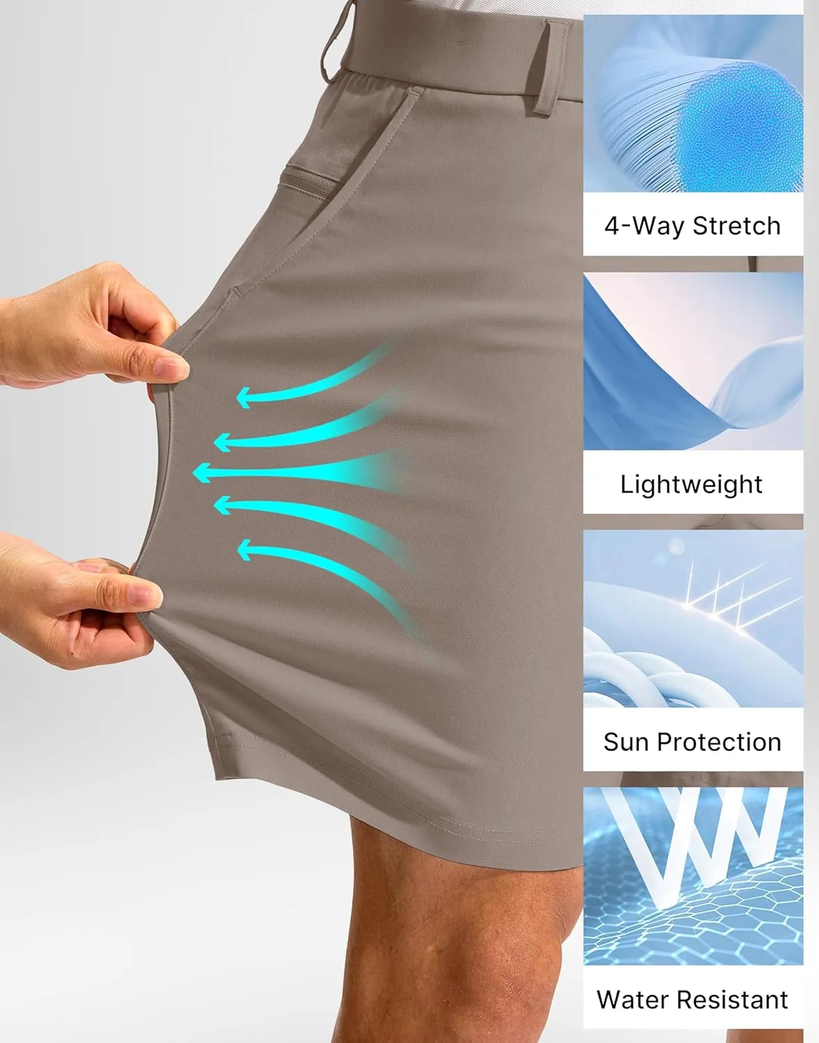 Pudolla Men's Golf Dress Shorts 7" Stretch Casual Work Hybrid Shorts for Men with 3 Pockets Quick Dry Breathable