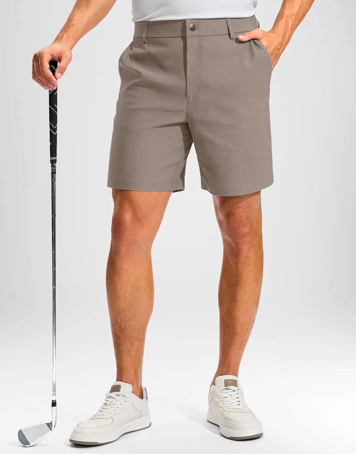 Pudolla Men's Golf Dress Shorts 7" Stretch Casual Work Hybrid Shorts for Men with 3 Pockets Quick Dry Breathable