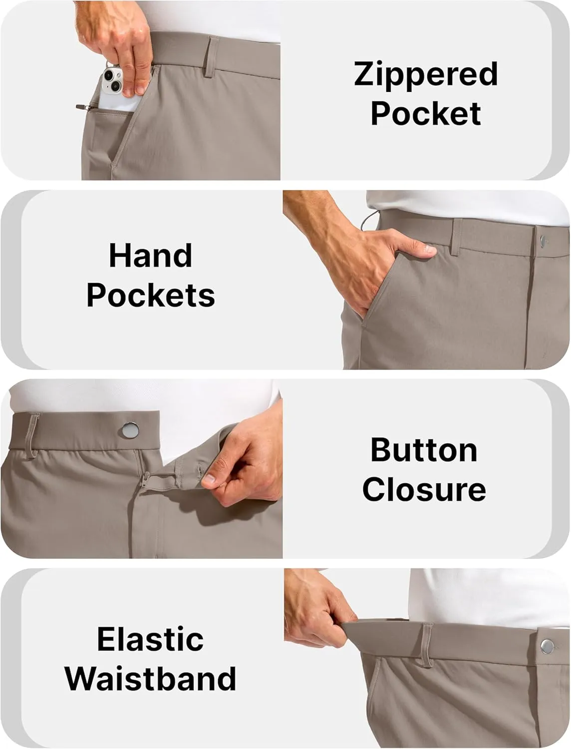 Pudolla Men's Golf Dress Shorts 7" Stretch Casual Work Hybrid Shorts for Men with 3 Pockets Quick Dry Breathable