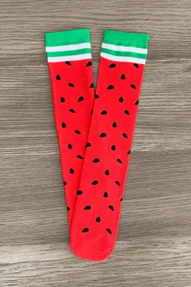 Red Striped Watermelon Socks