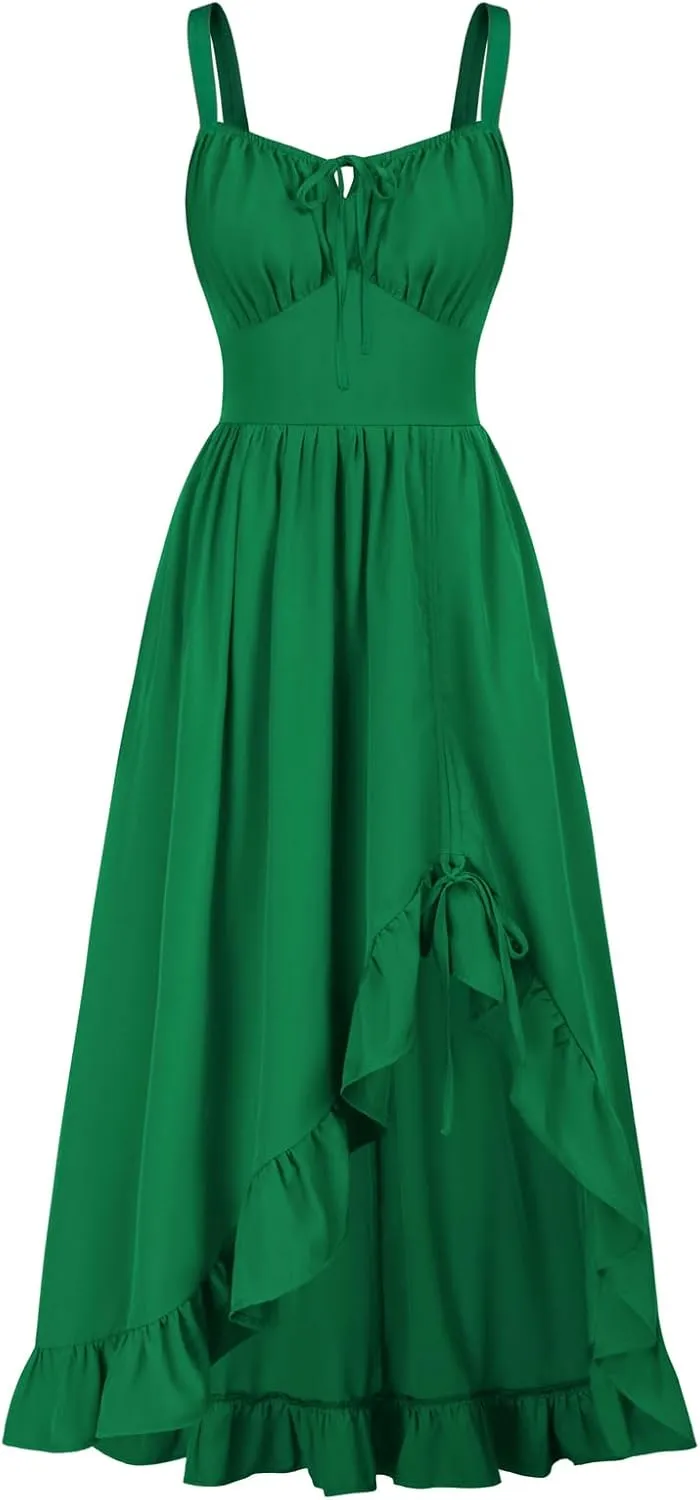 Scarlet Darkness Renaissance Dress Women Summer Sleeveless Corset Sundress with Pockets