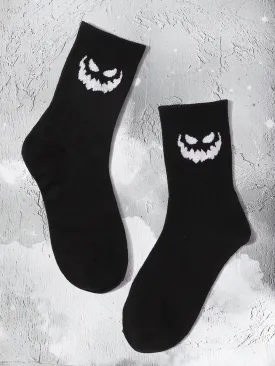 Scary Face Crew Socks Funny Socks for Women Novelty Socks Funky Socks Gift for