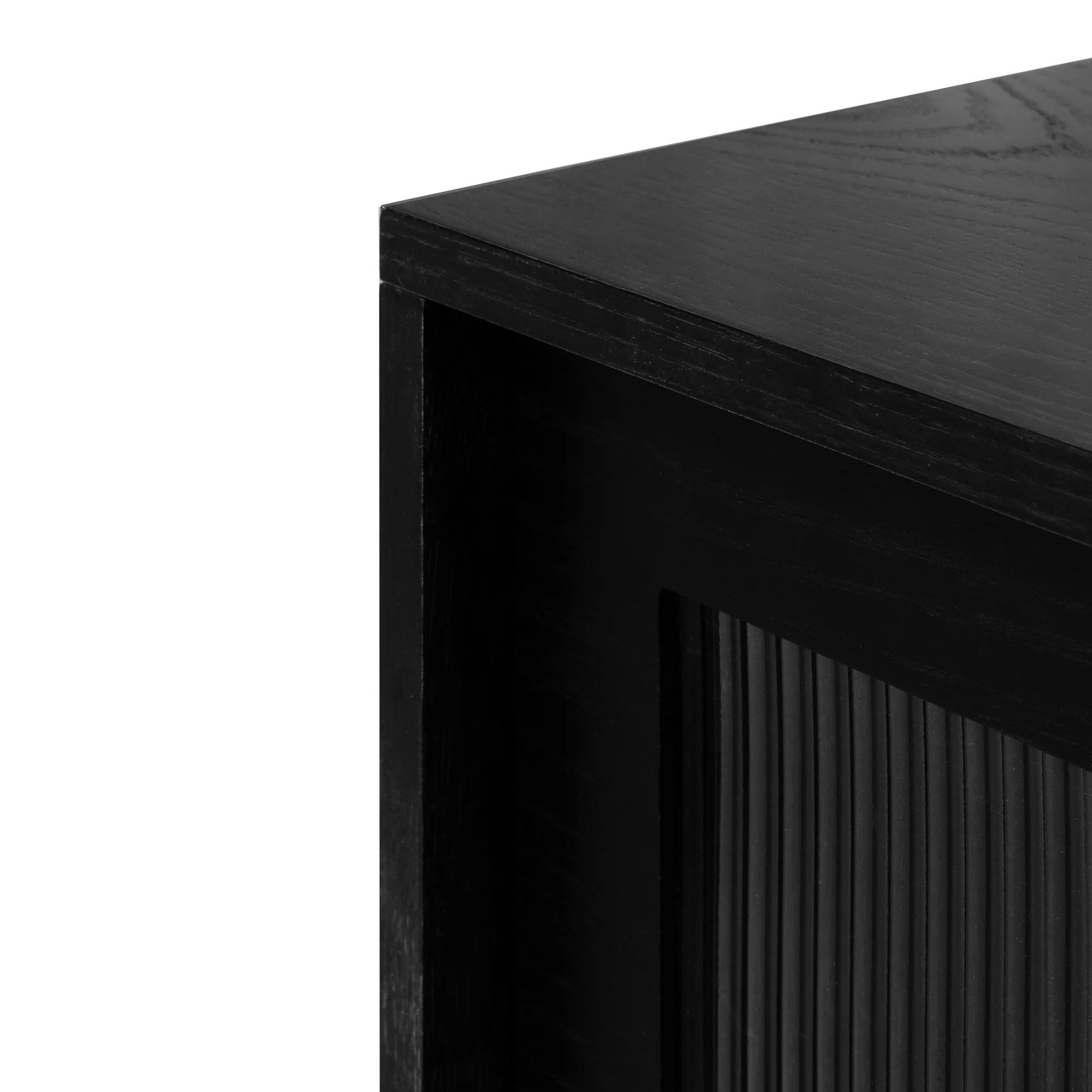 Sergio 2.1m Wooden TV Entertainment Unit - Full Black with Flute Glass Door