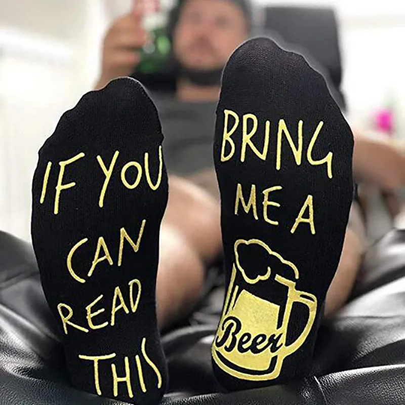SOCKS--Funny Gift Socks, for Boyfriend, Husband, Father, Beer Lovers  ''If You Can Read This Bring Me a Beer ''Socks Warm Novelty Socks