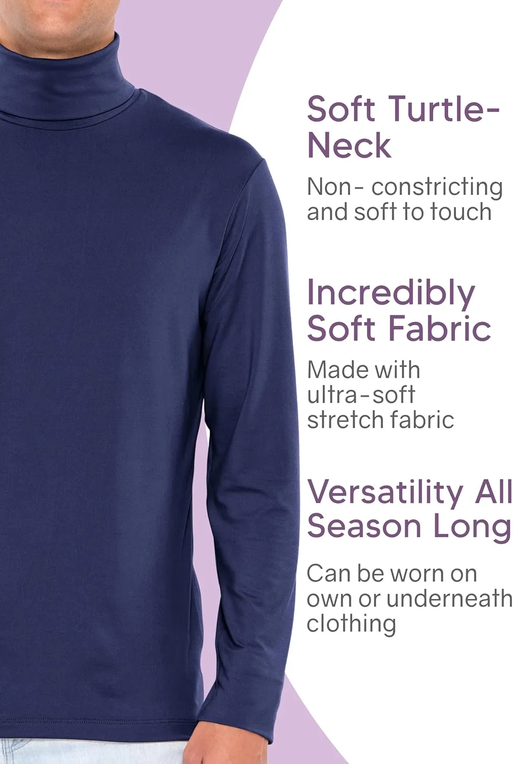 STRETCH IS COMFORT Mens Oh So Soft Luxe Long Sleeve Stretch Turtleneck