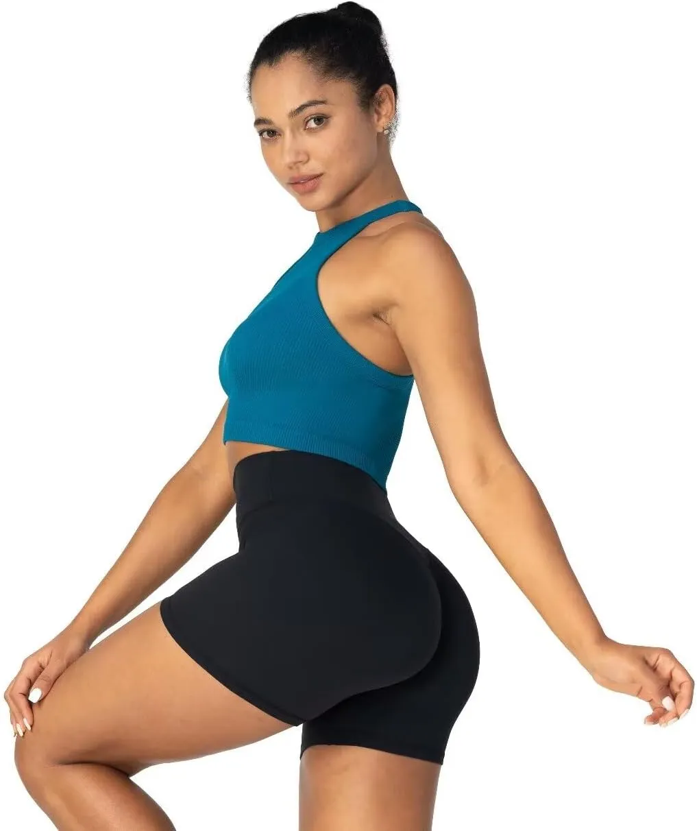 Sunzel Women's Invisible Butt Scrunch Shorts, High Waisted Biker Shorts, Gym Workout Yoga Running Shorts with Tummy Control